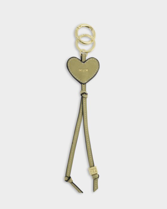 Katie Loxton Heart Charm Keyring Mum Bright Sage Suedette