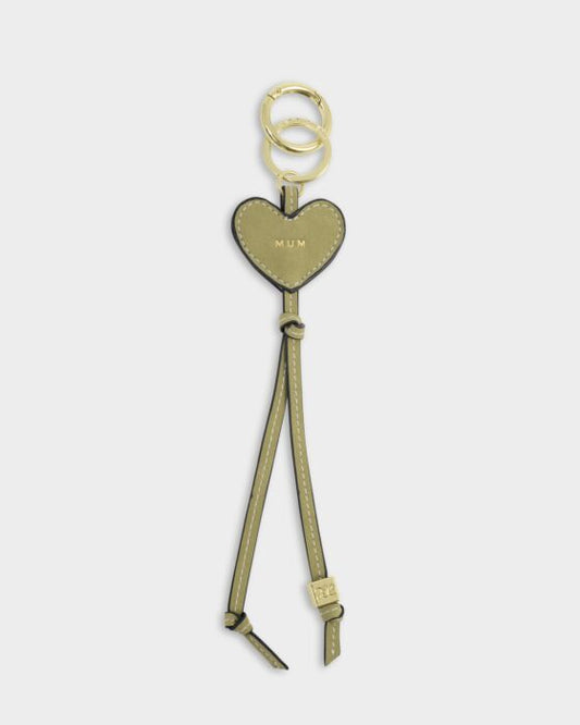 Katie Loxton Heart Charm Keyring Mum Bright Sage Suedette