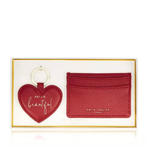 Katie Loxton Heart Keyring & Card Holder Set Red