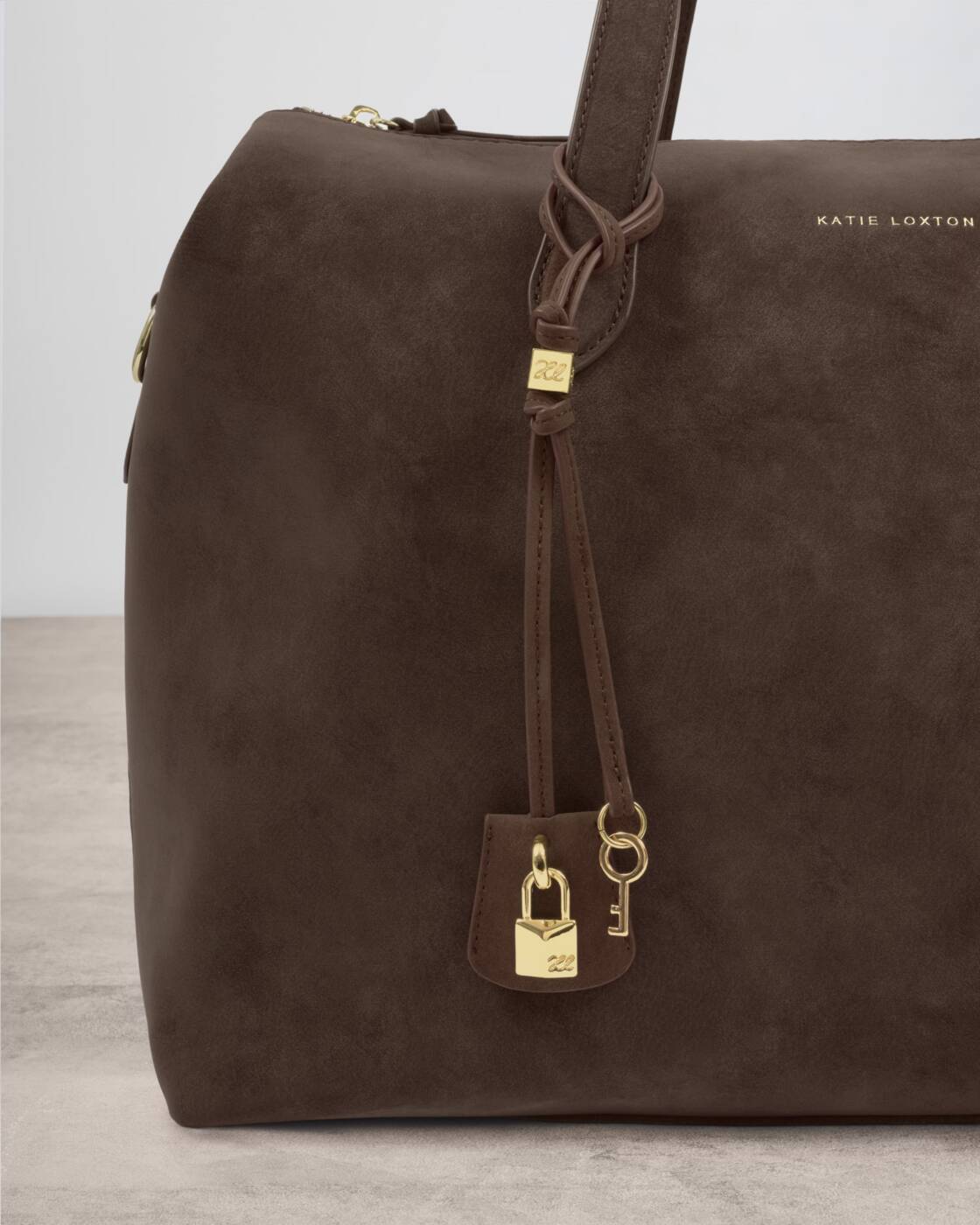 Katie Loxton Heritage Bag Charm Chocolate Suedette