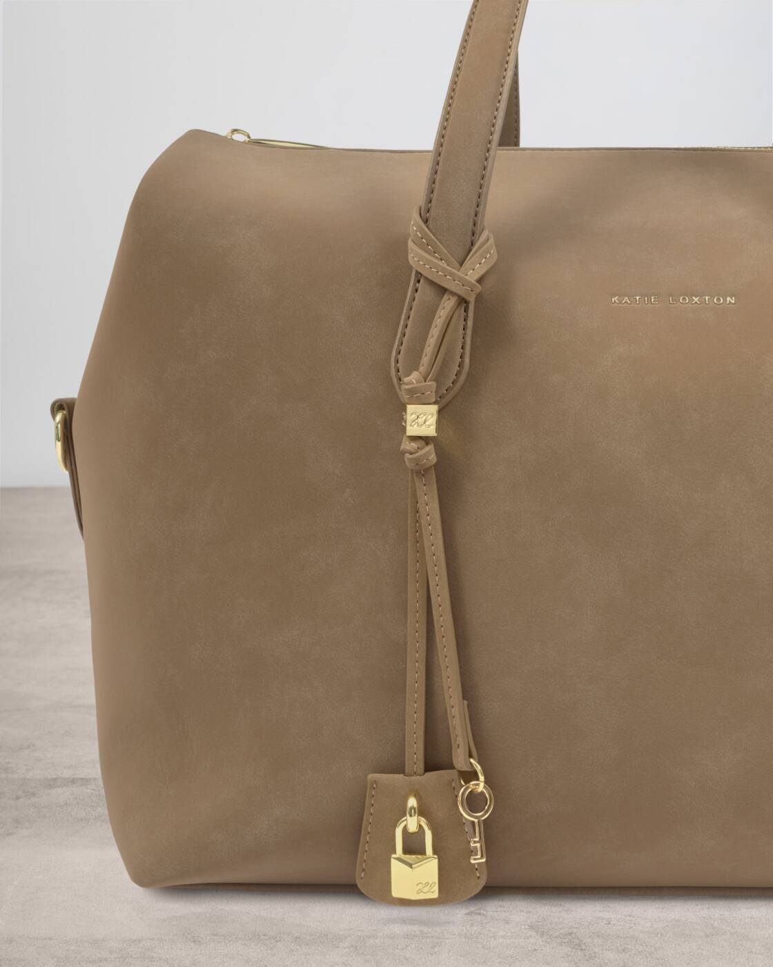 Katie Loxton Heritage Bag Charm Taupe Suedette