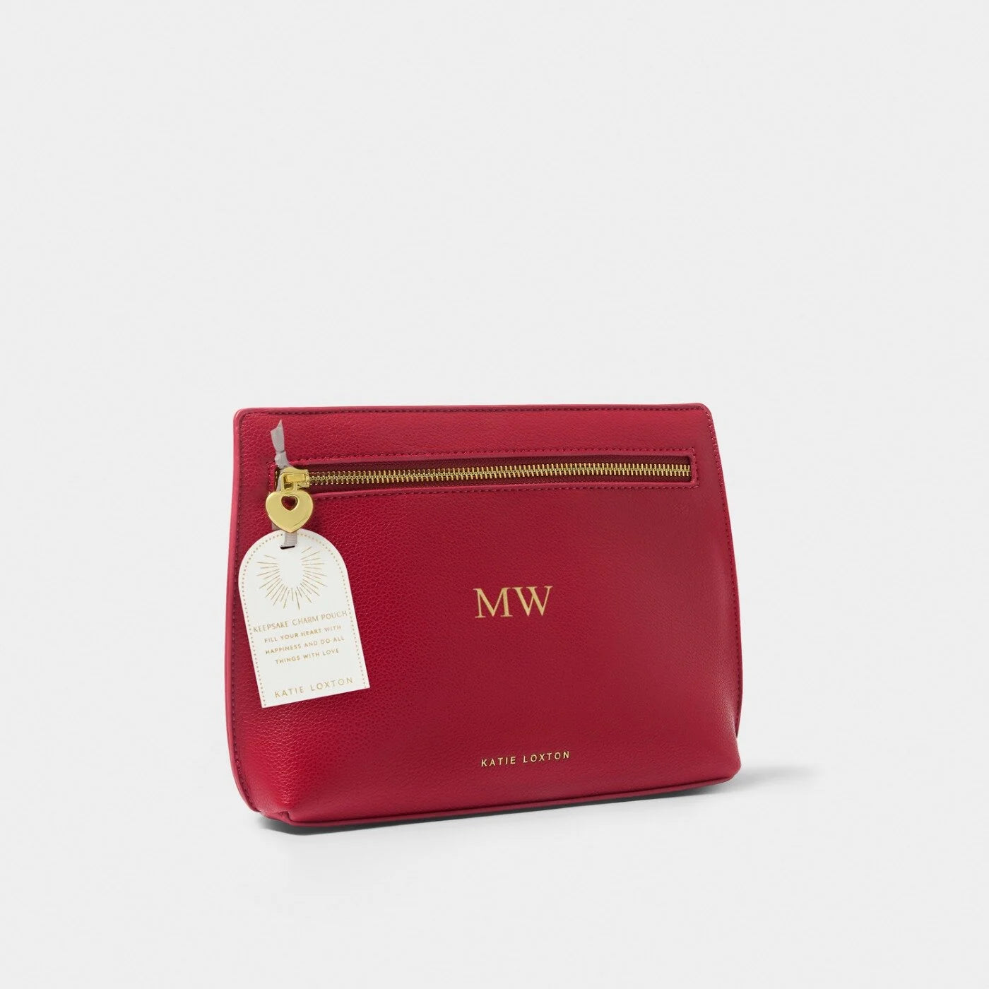Katie Loxton Keepsake Charm Keyring Fill Your Heart With Happiness And Do All Things With Love Garnet Red