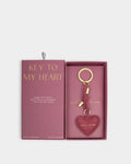 Katie Loxton Key To My Heart Gift Boxed Keyring Raspberry Pink Suedette