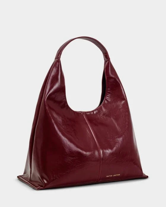 Katie Loxton Laila Patent Crackle Slouch Shoulder Bag Cherry Crackle