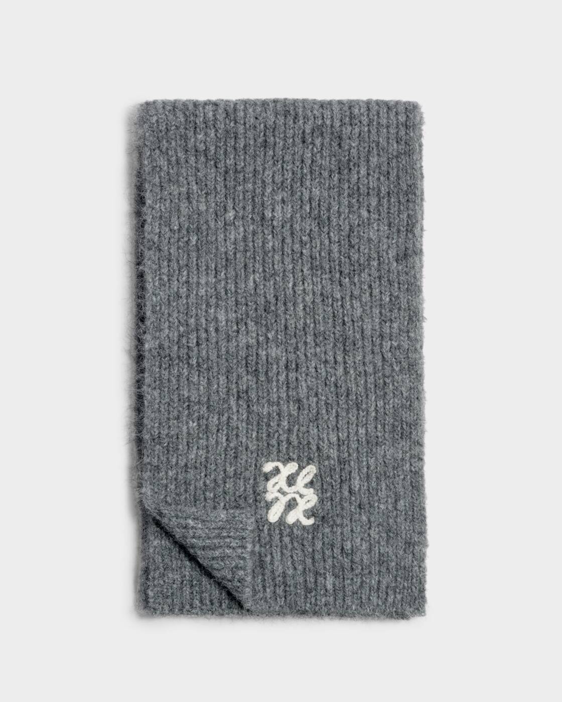 Katie Loxton Logo Appliqué Scarf Charcoal Pastel Grey