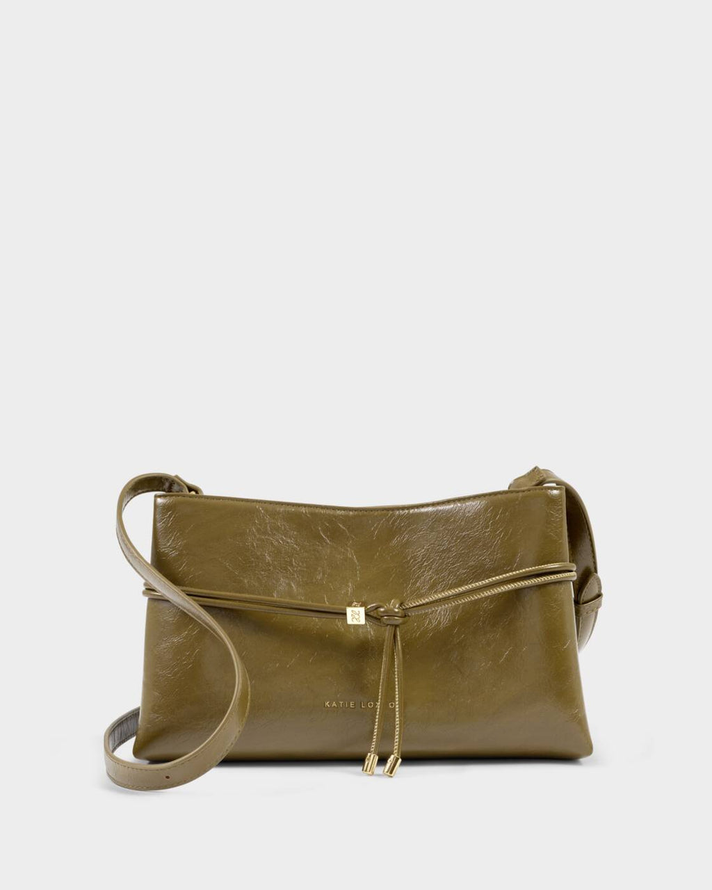 Katie Loxton Lori Crossbody Bag Deep Olive Patent Crackle