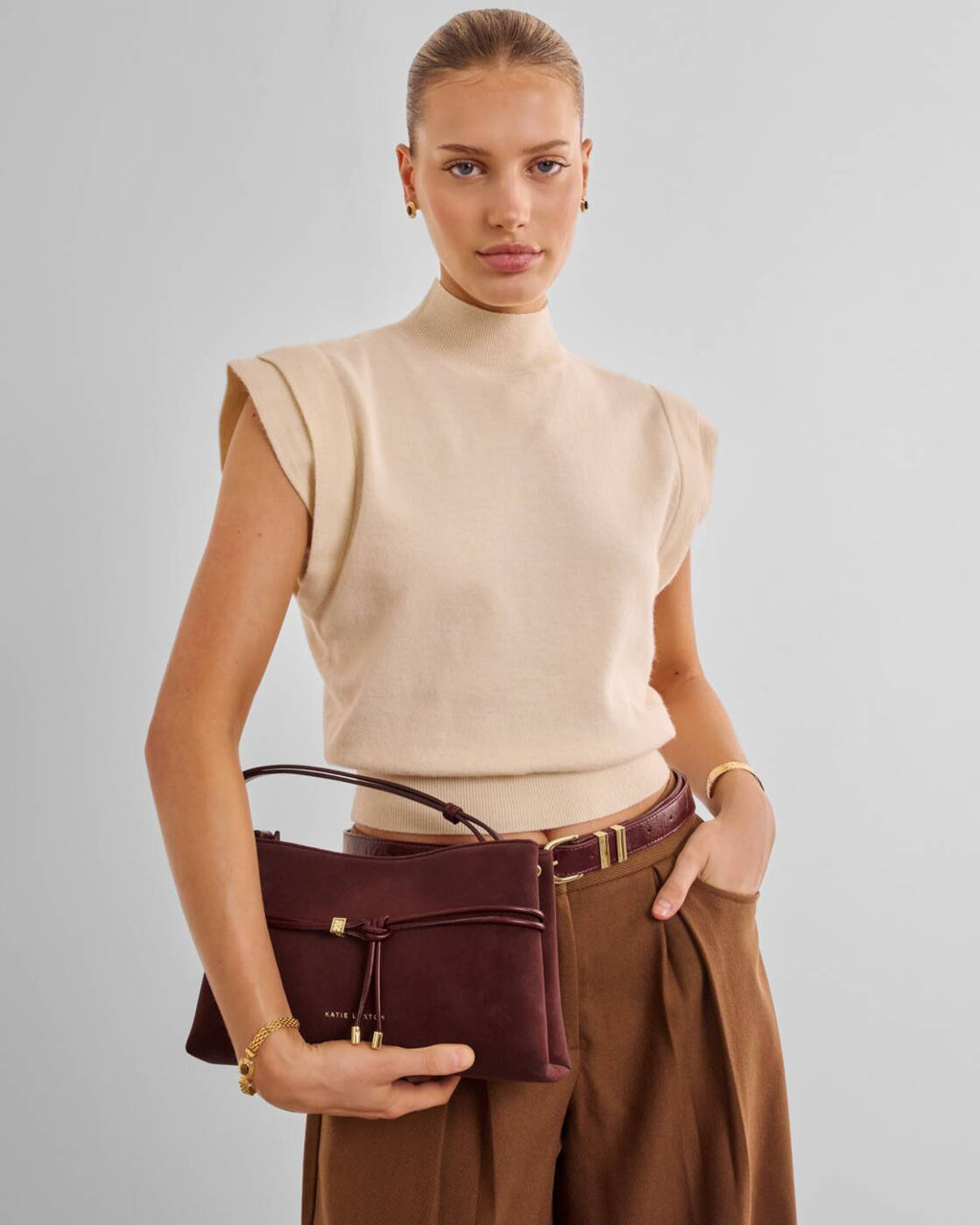Katie Loxton Lori Crossbody Bag Cherry Suedette