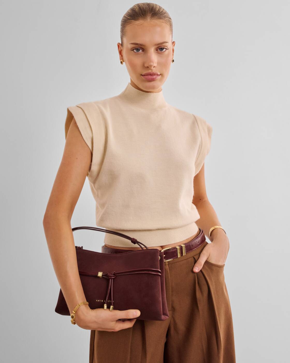 Katie Loxton Lori Crossbody Bag Cherry Suedette