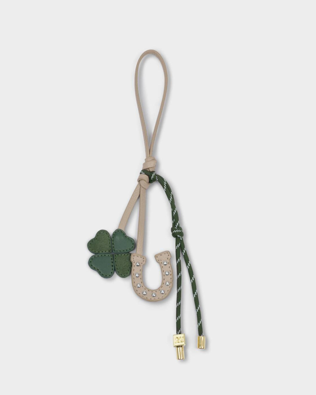 Katie Loxton Lucky Charm Bag Charm Light Taupe Forest Green Forest Green Suedette