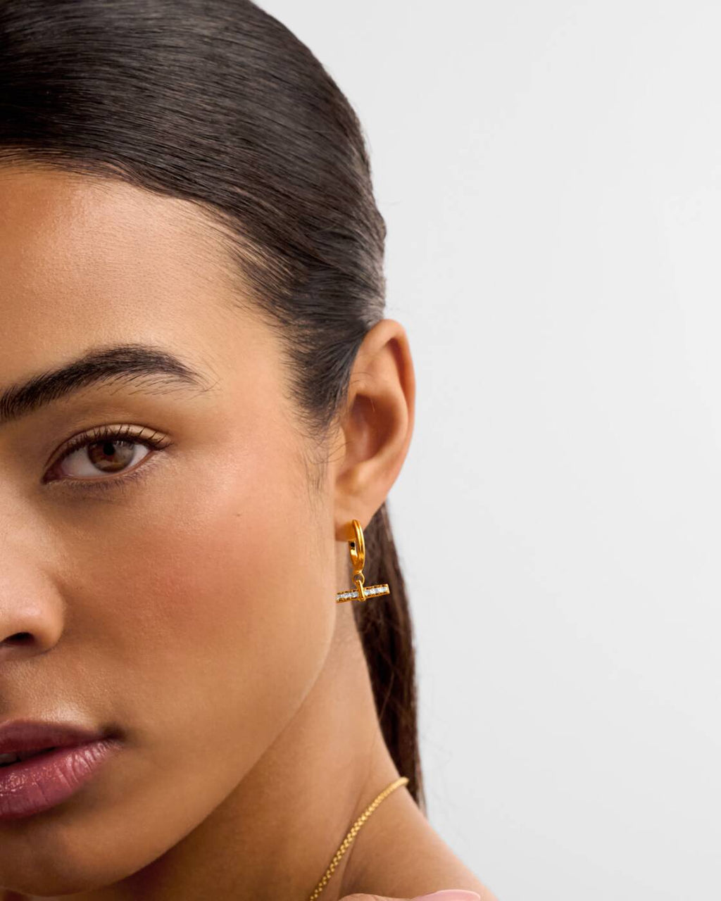 Katie Loxton Lustre T-Bar Hoop Earrings Gold Coated