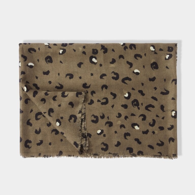 Katie Loxton Metallic Scarf Leopard Brush Stroke Mink/Silver Foil