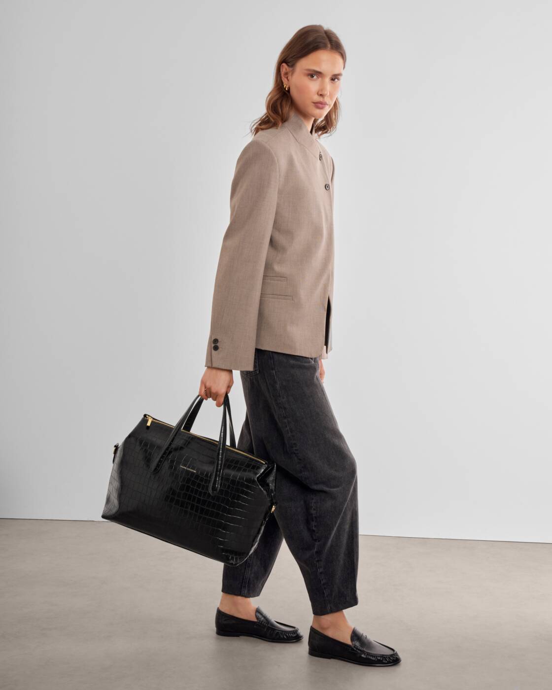 Katie Loxton Milan Cabin Bag Black Croc