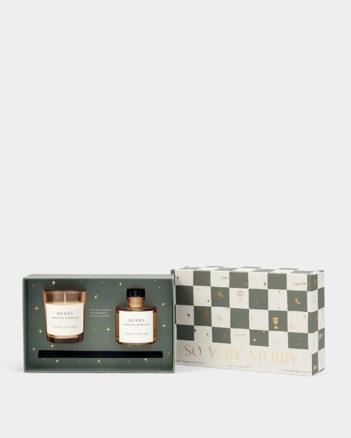Katie Loxton Mini Votive And Mini Reed Diffuser Gift Set So Very Merry Blackberry Noir