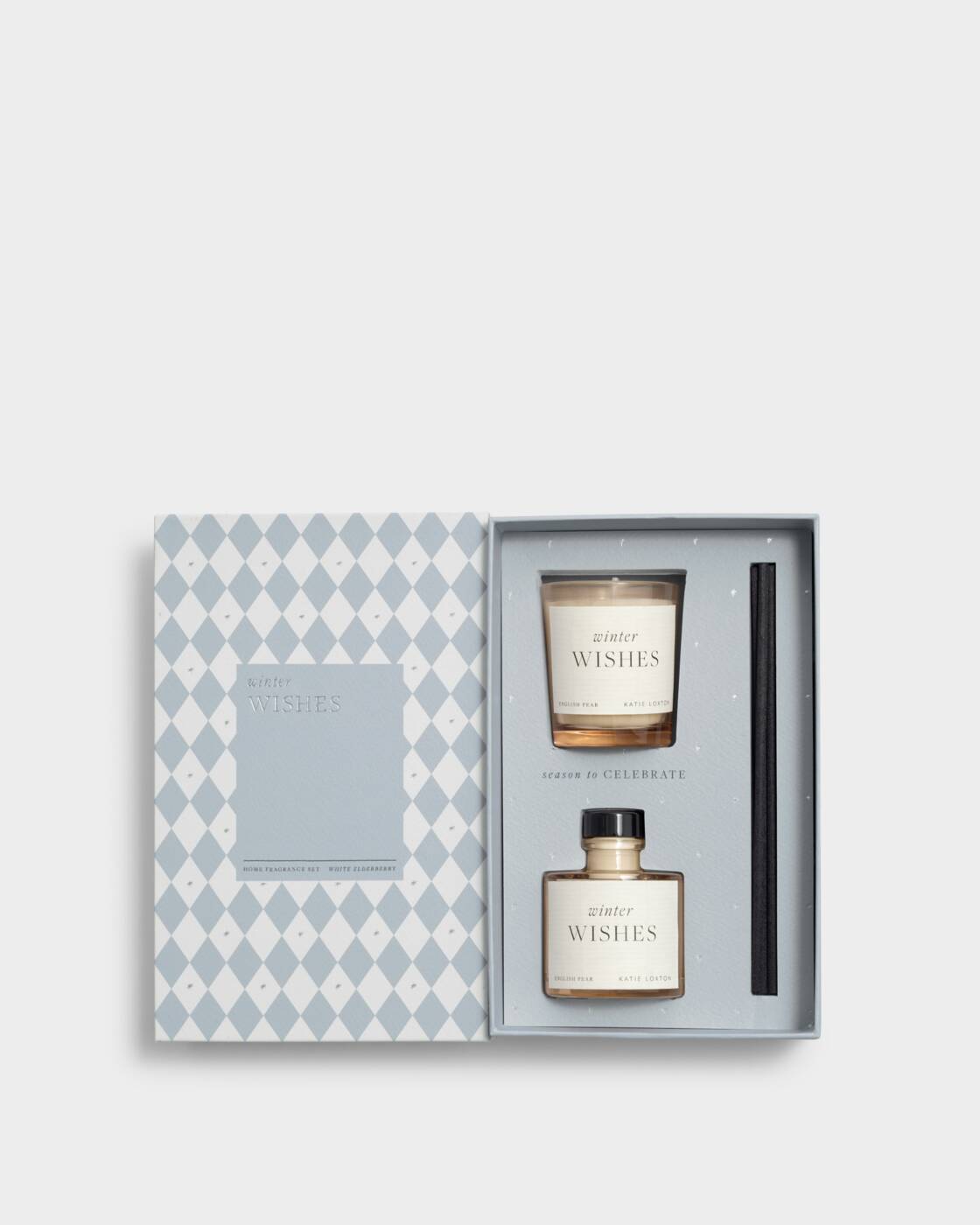 Katie Loxton Mini Votive And Mini Reed Diffuser Gift Set Winter Wishes Frosted Pine And Cedarwood