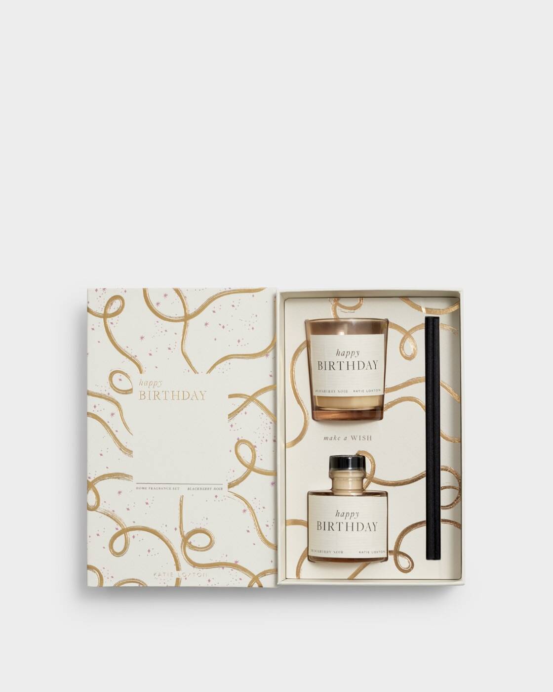 Katie Loxton Mini Votive And Mini Reed Diffuser Gift Set Happy Birthday Blackberry Noir