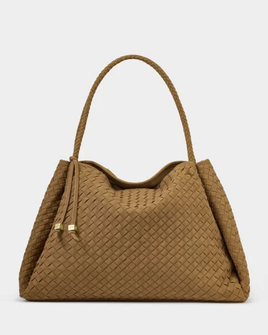 Katie Loxton Nova Hand Woven Large Shoulder Bag Light Caramel Suedette
