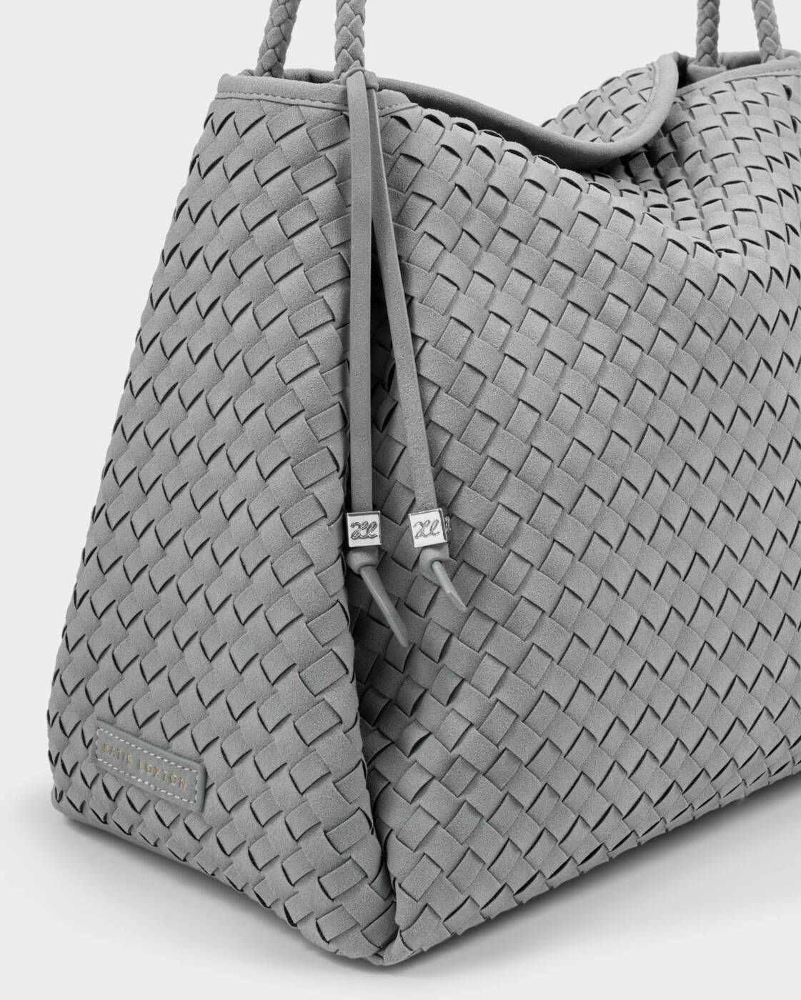 Katie Loxton Nova Hand Woven Large Shoulder Bag Fossil Grey Suedette