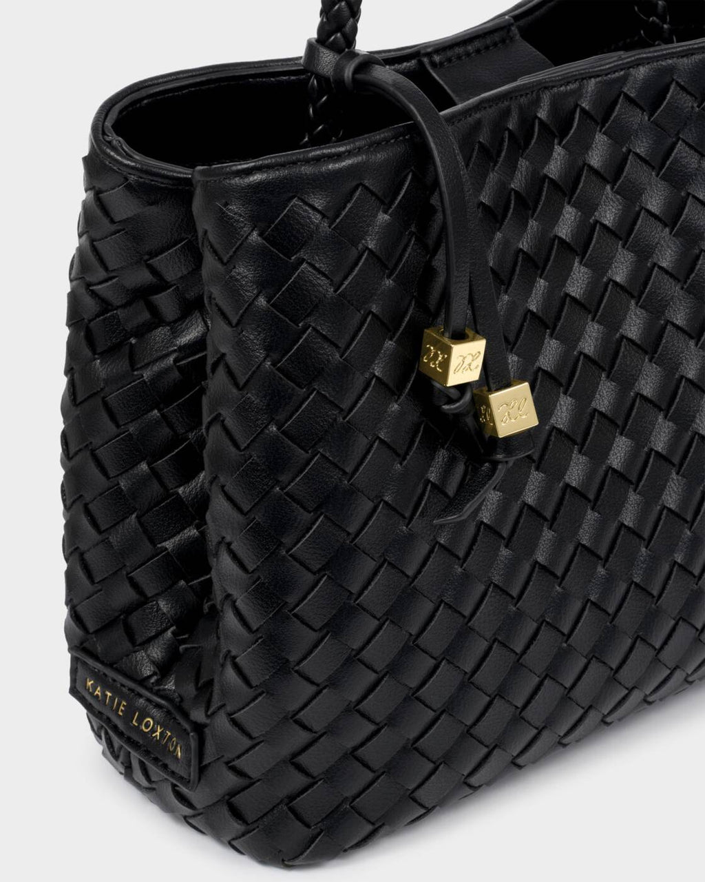 Katie Loxton Nova Hand Woven Top Handle Bag Black