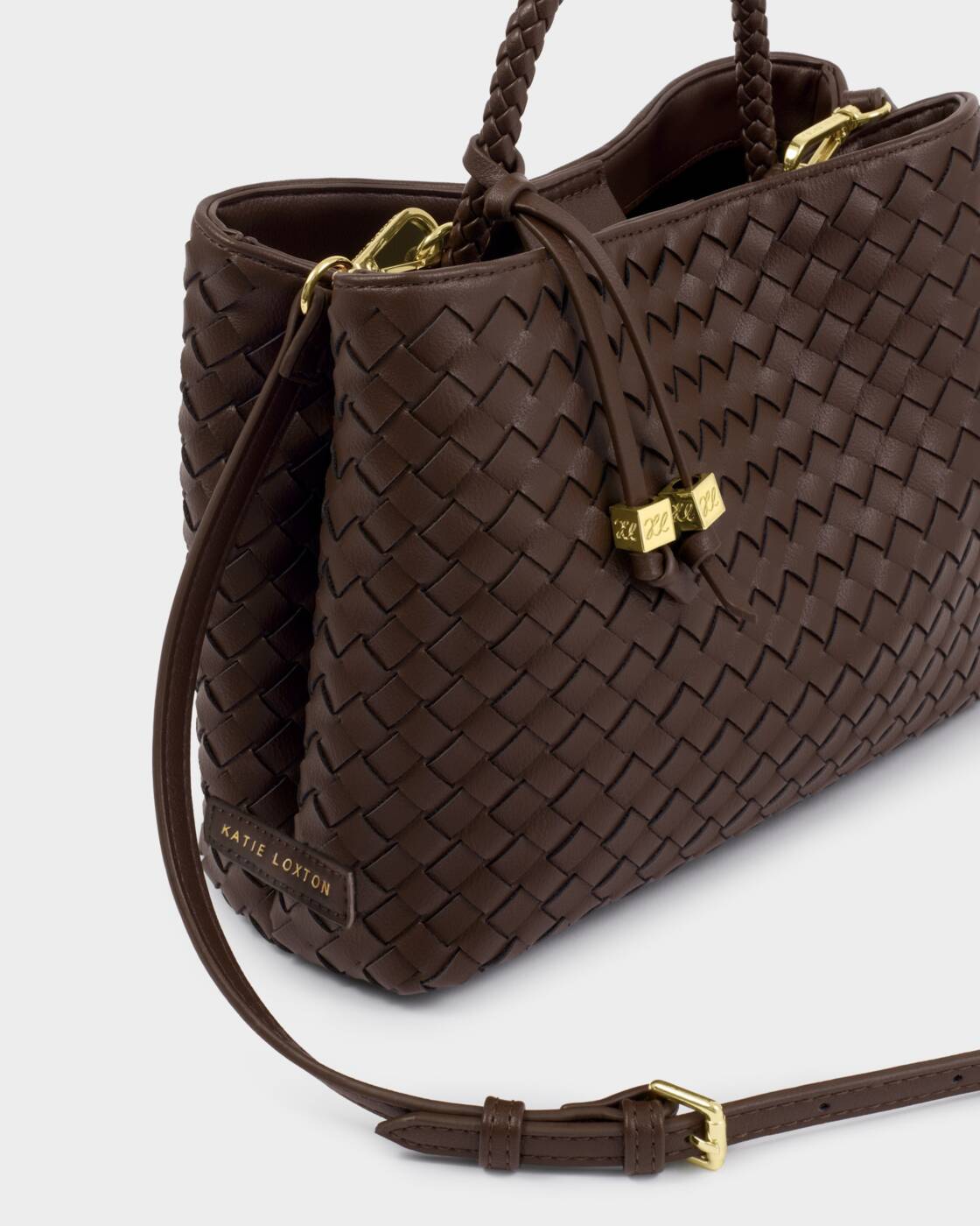 Katie Loxton Nova Hand Woven Top Handle Bag Chocolate