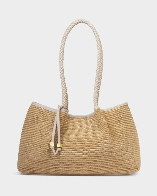 Katie Loxton Nova Raffia Small Shoulder Tote Natural Raffia/Oyster