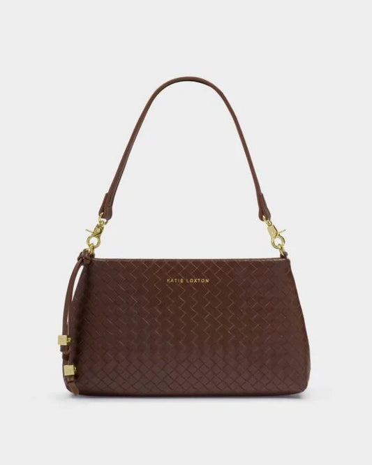 Katie Loxton Nova Small Shoulder Bag Dark Chocolate Woven