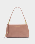 Katie Loxton Nova Small Shoulder Clutch Bag Pink Clay Woven