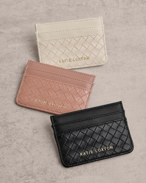 Katie Loxton Nova Woven Texture Cardholder Off White Woven