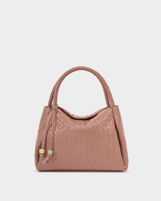 Katie Loxton Nova Woven Texture Top Handle Bag Pink Clay