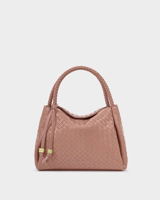 Katie Loxton Nova Woven Texture Top Handle Bag Pink Clay