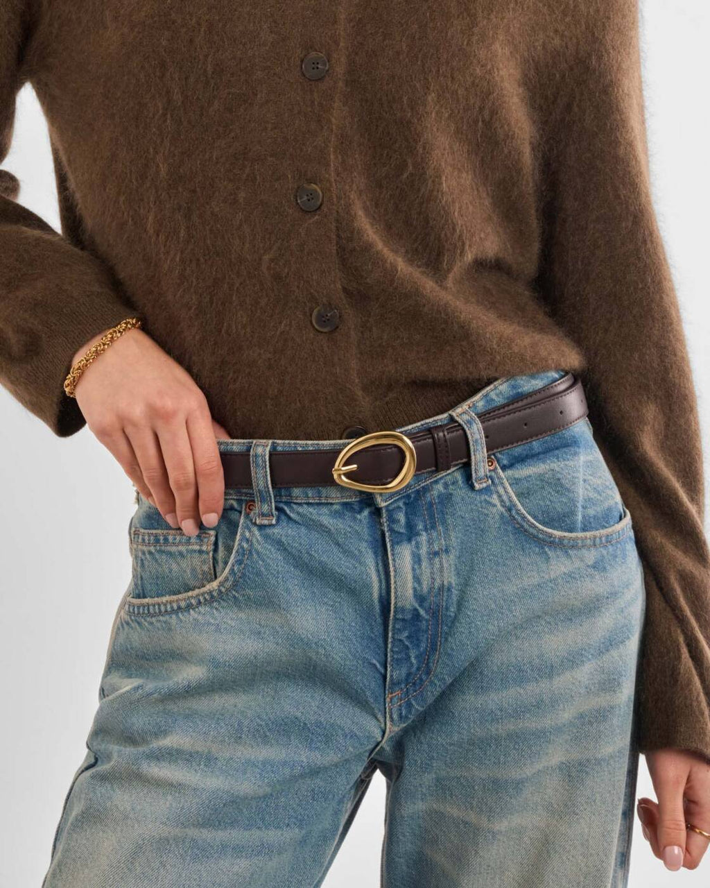 Katie Loxton Organic Buckle Belt Bitter Chocolate M/L