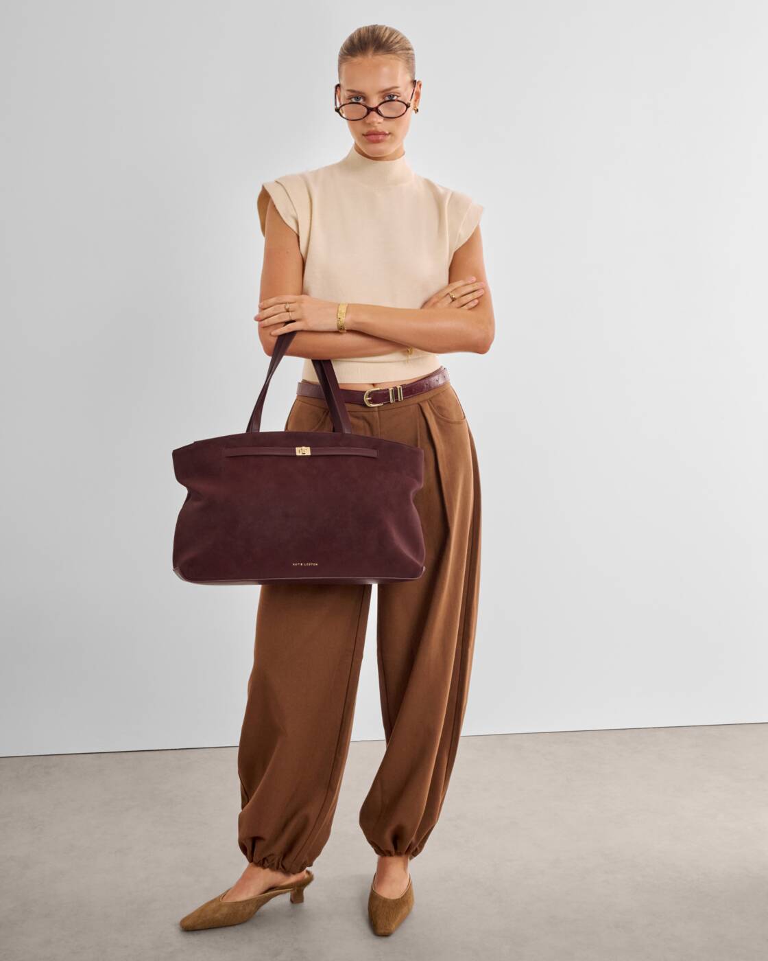Katie Loxton Orin Tote Bag Cherry Suedette Cherry