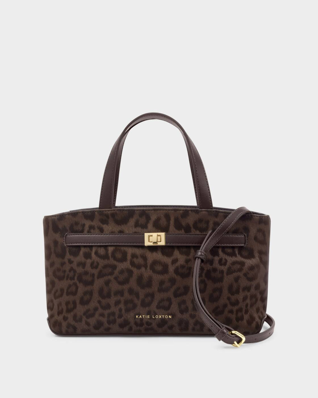 Katie Loxton Orin Top Handle Crossbody Bag Chocolate Leopard