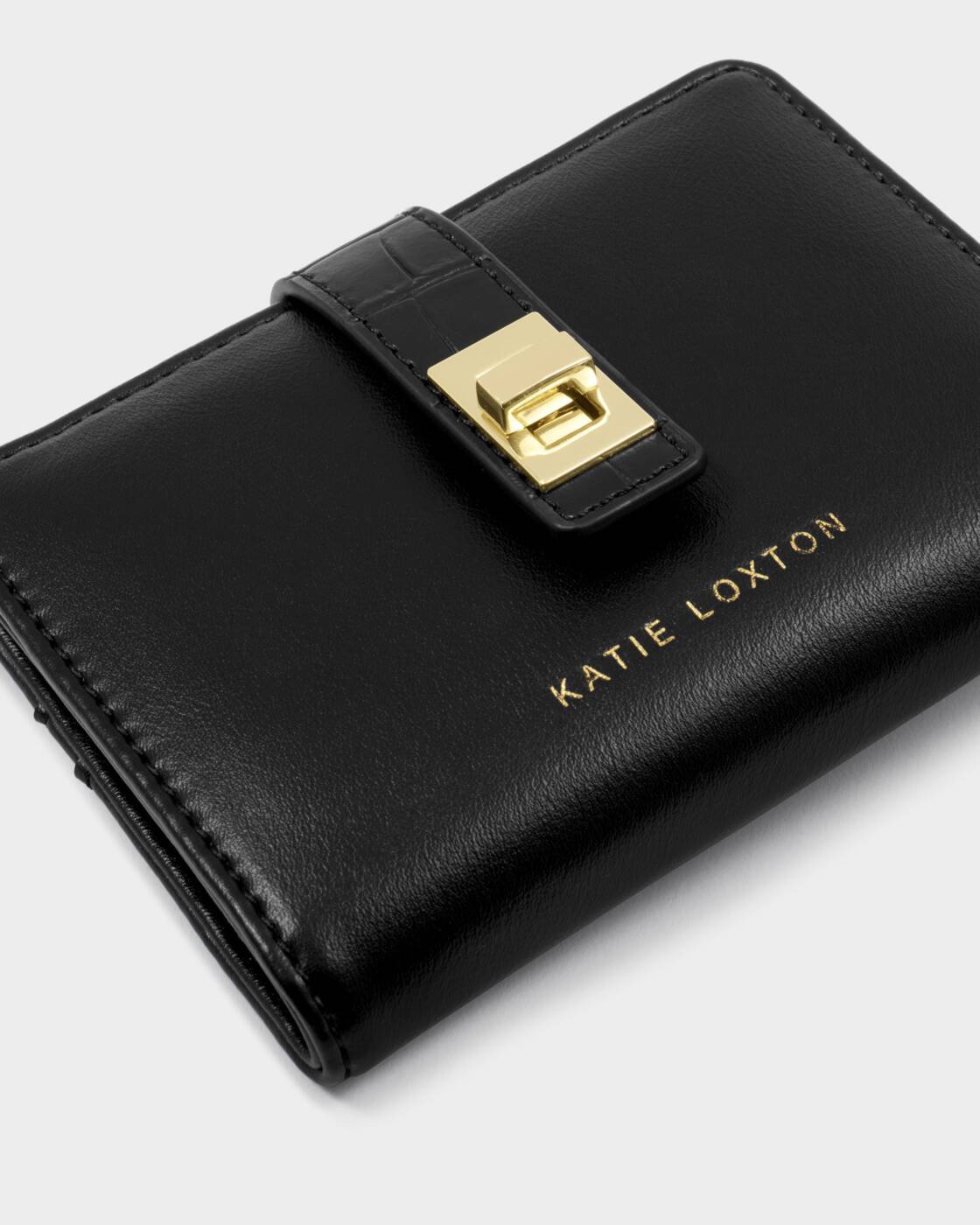 Katie Loxton Orin Twist Lock Purse Black Black Croc
