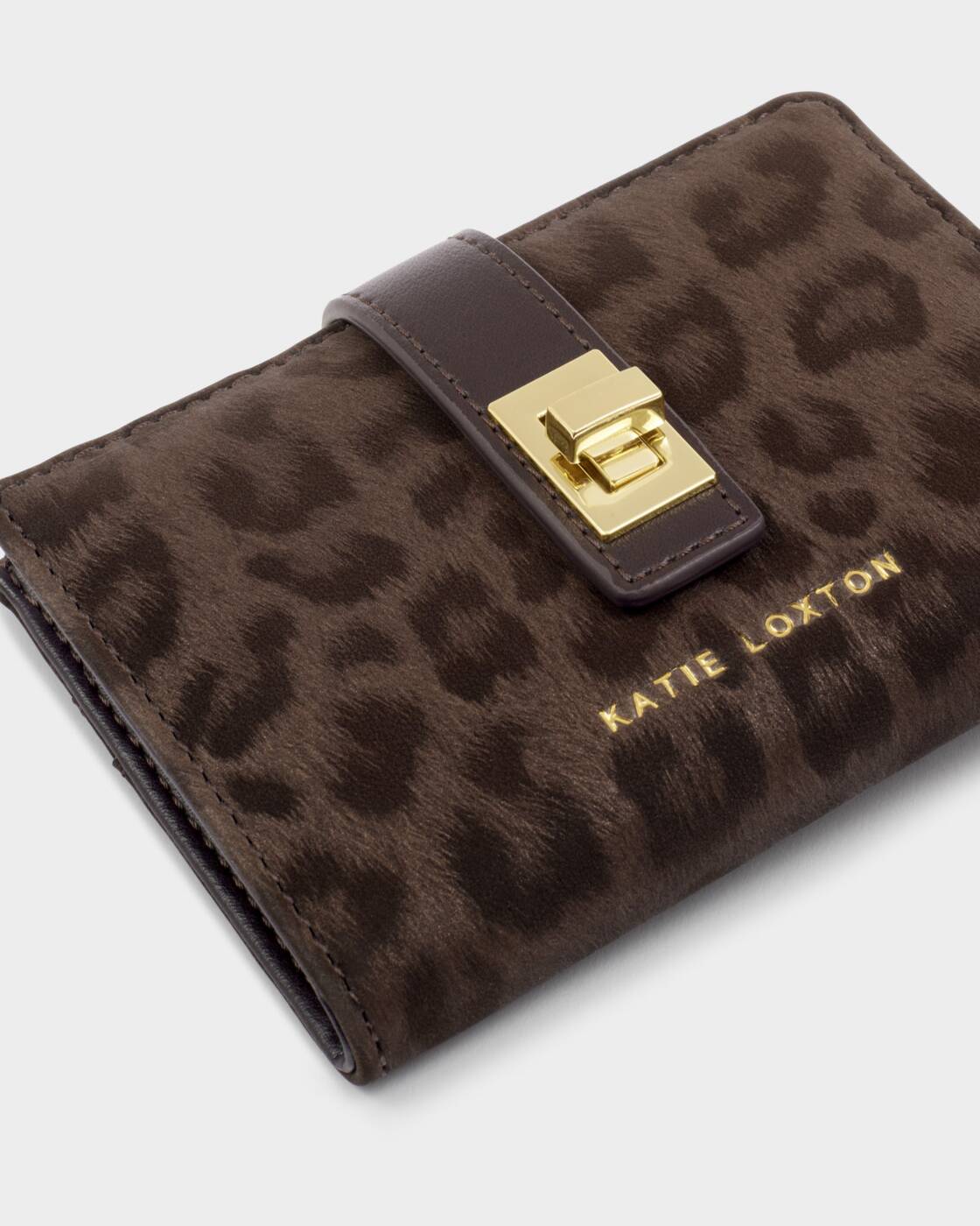 Katie Loxton Orin Twist Lock Purse Chocolate Leopard