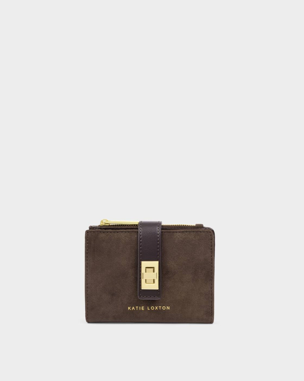 Katie Loxton Orin Twist Lock Purse Bitter Chocolate Suedette Bitter Chocolate