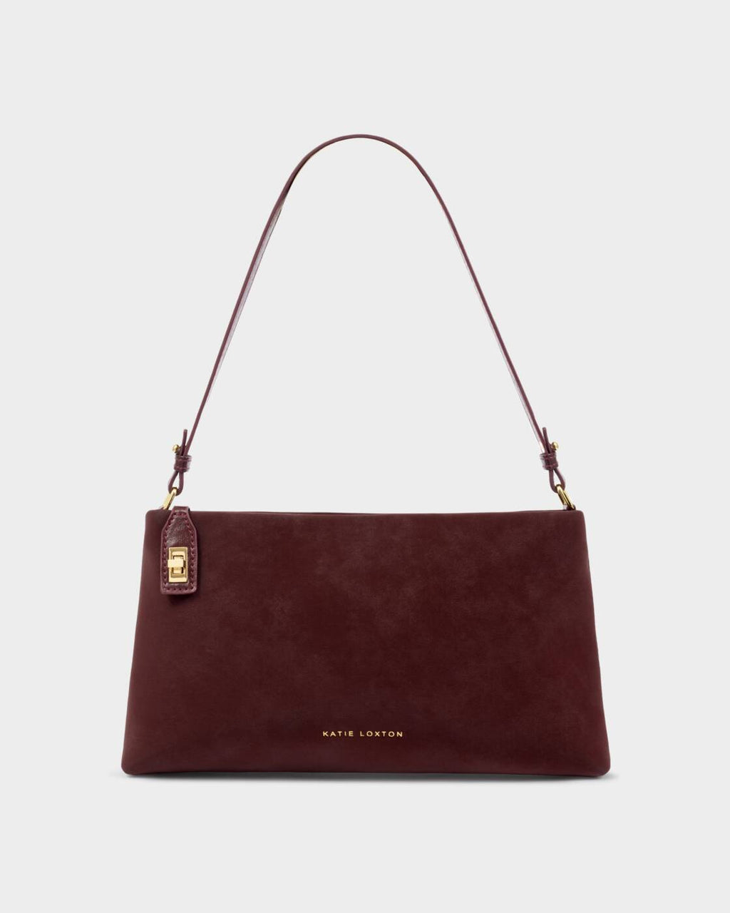 Katie Loxton Orin Twist Lock Small Shoulder Bag Cherry Suedette