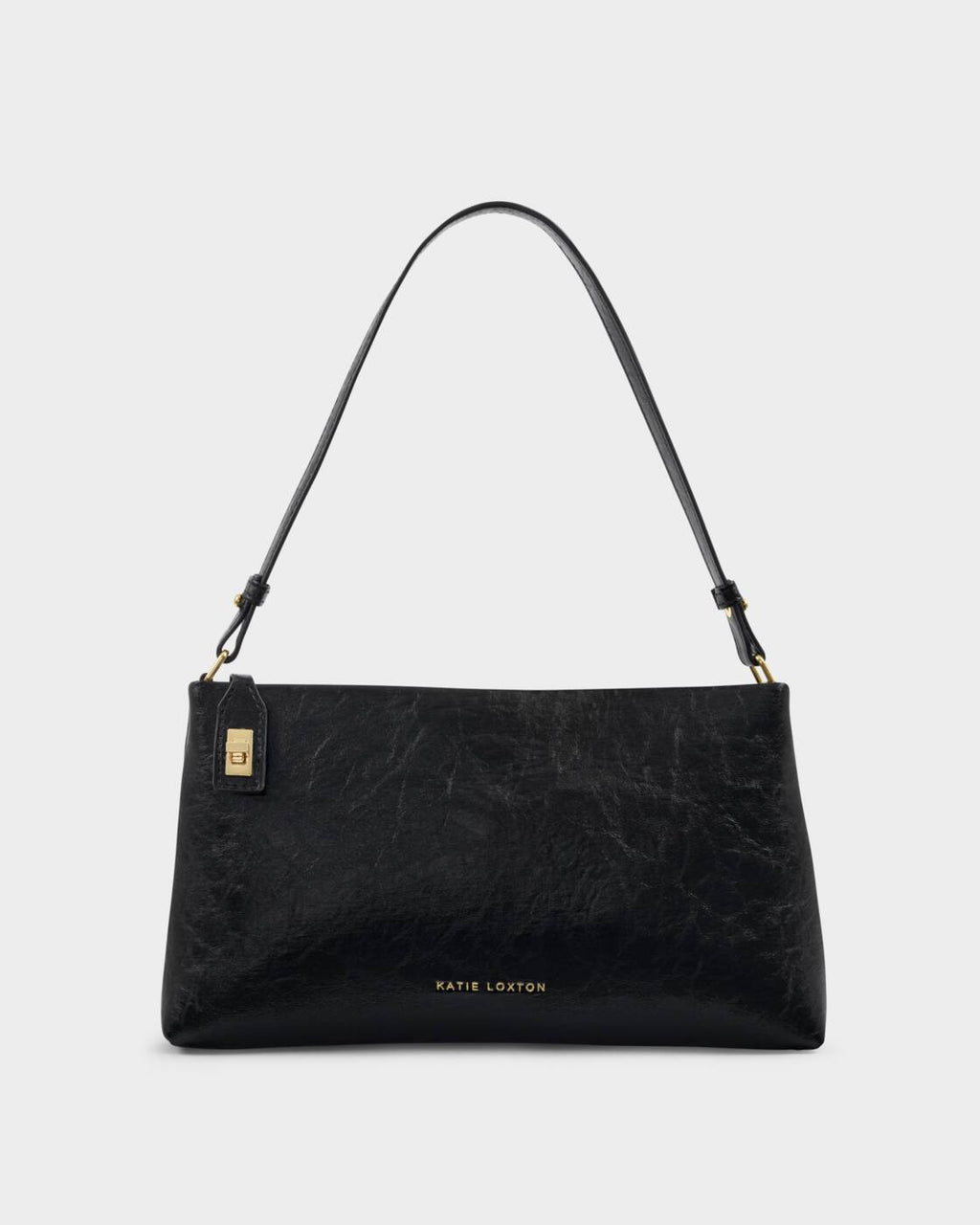 Katie Loxton Orin Twist Lock Small Shoulder Black Black Distressed