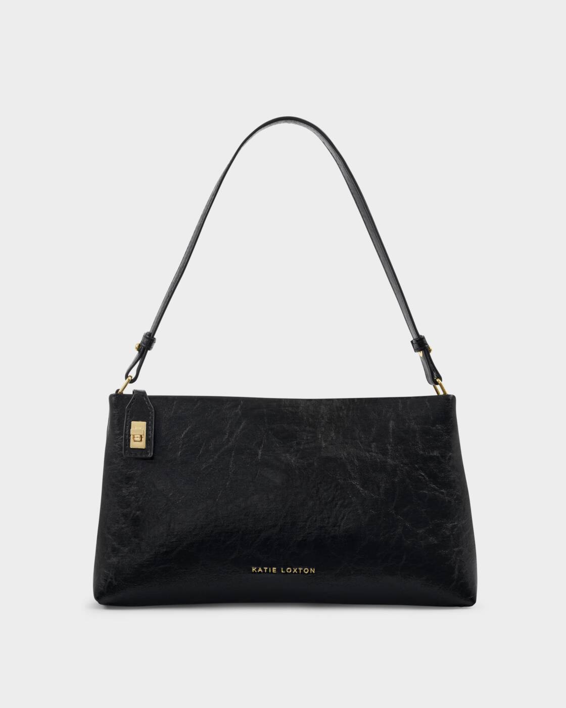 Katie Loxton Orin Twist Lock Small Shoulder Black Black Distressed