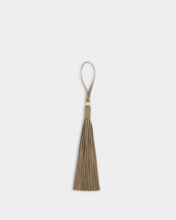 Katie Loxton Oversized Tassel Bag Charm Taupe Suedette