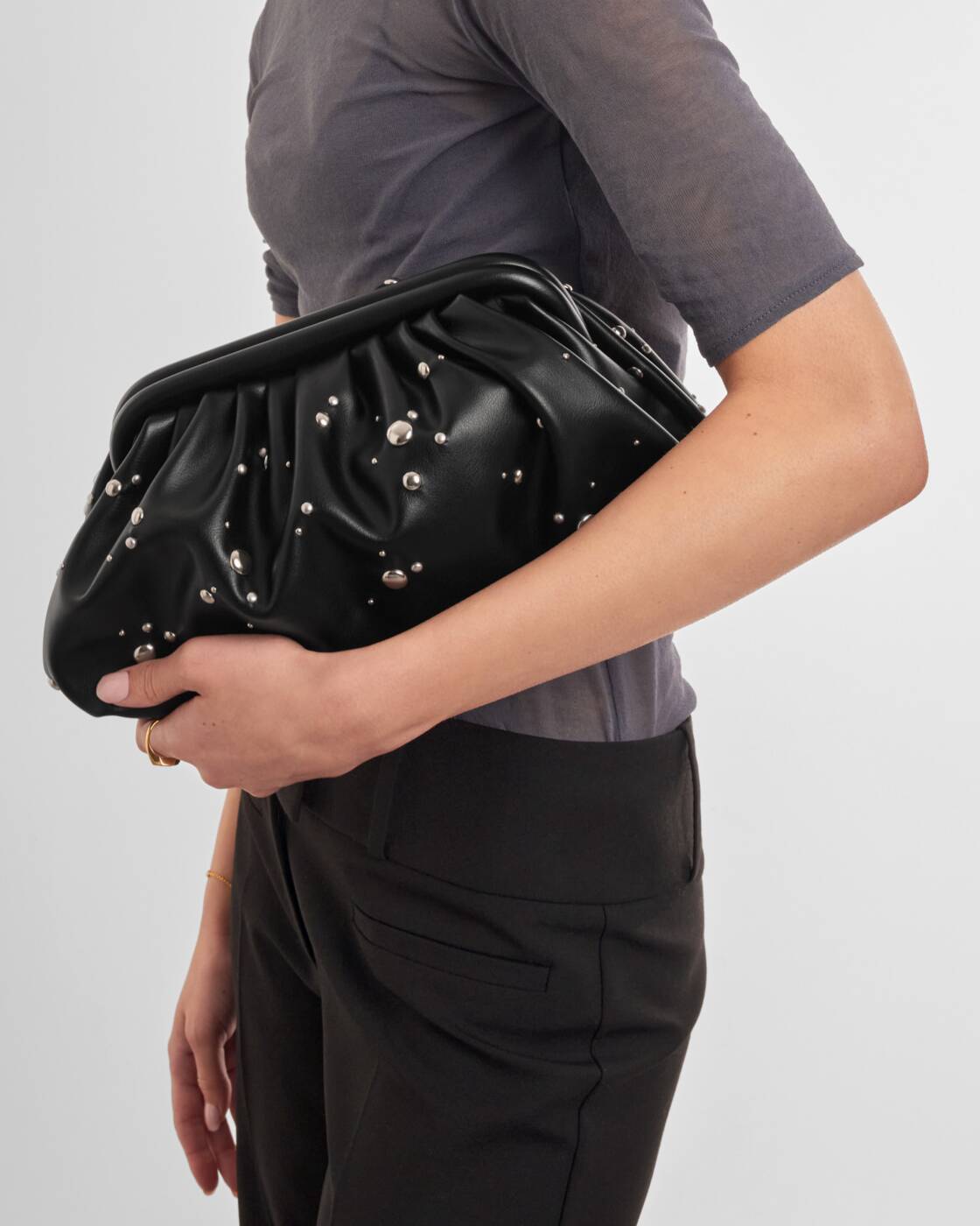 Katie Loxton Paloma Studded Clutch Black/ Silver Studded