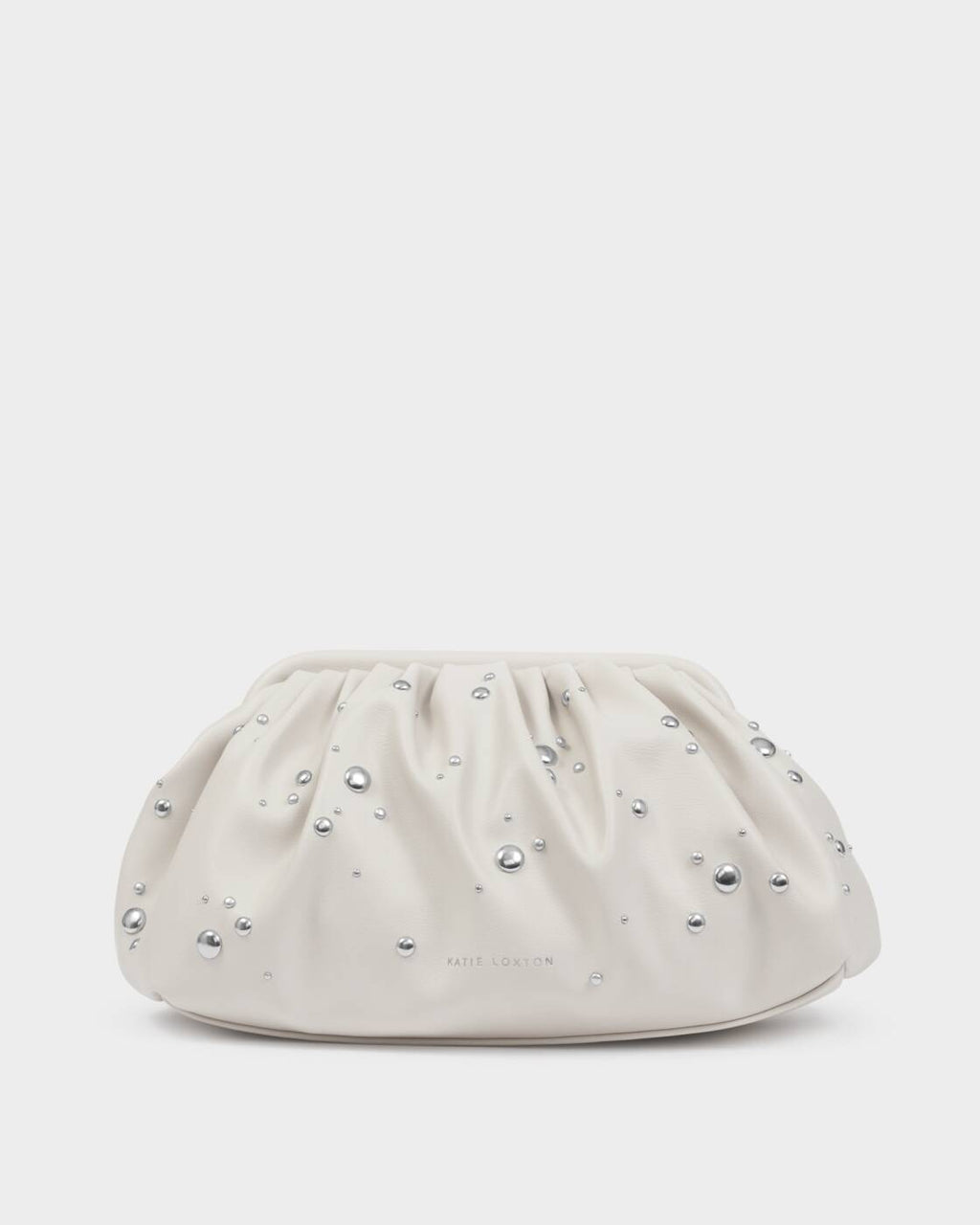 Katie Loxton Paloma Studded Clutch Off White Silver Studded