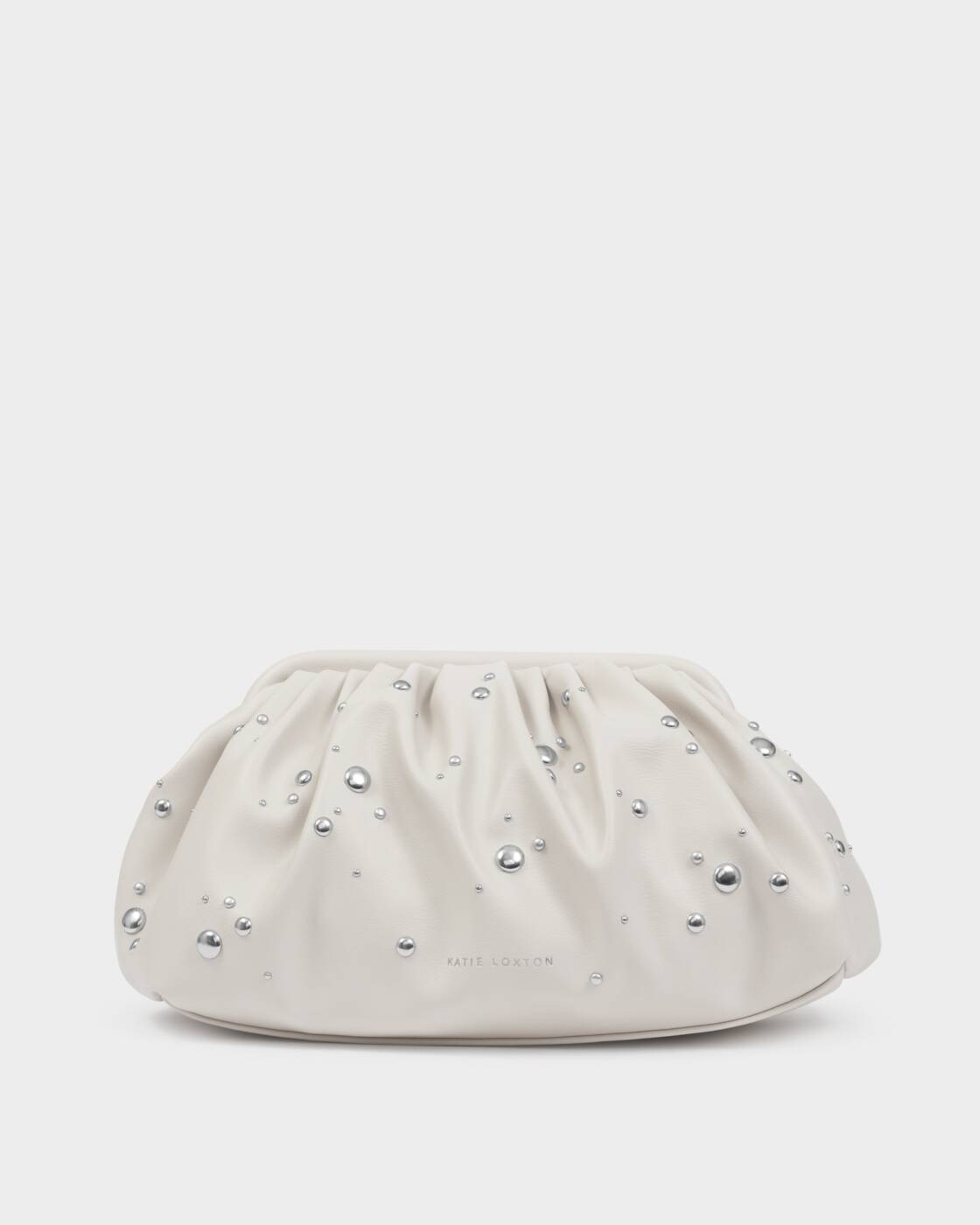 Katie Loxton Paloma Studded Clutch Off White Silver Studded