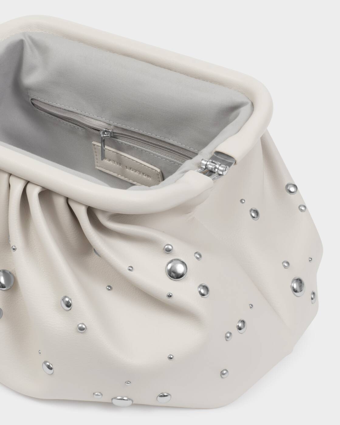 Katie Loxton Paloma Studded Clutch Off White Silver Studded
