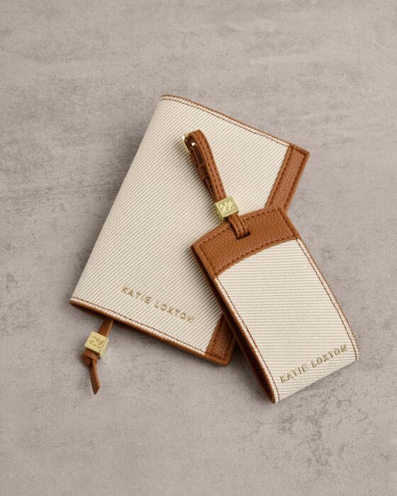 Katie Loxton Passport Cover Canvas/Cognac