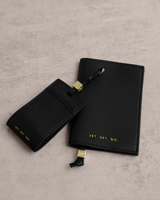 Katie Loxton Passport Cover Jet. Set. Go. Black