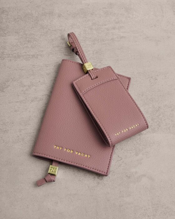 Katie Loxton Passport Cover Yay For Vacay Deep Rose