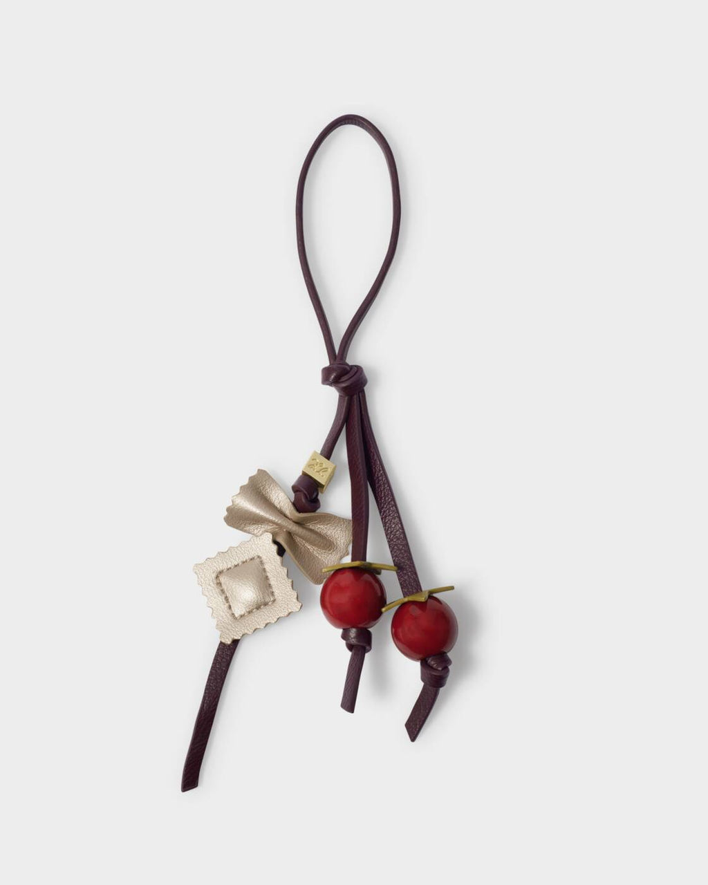 Katie Loxton Pasta Bag Charm Black Cherry Gold Green Red