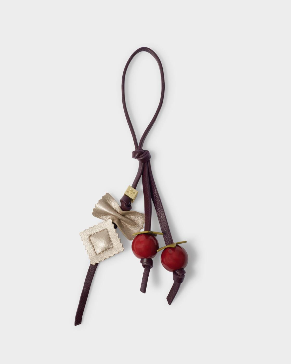 Katie Loxton Pasta Bag Charm Black Cherry Gold Green Red