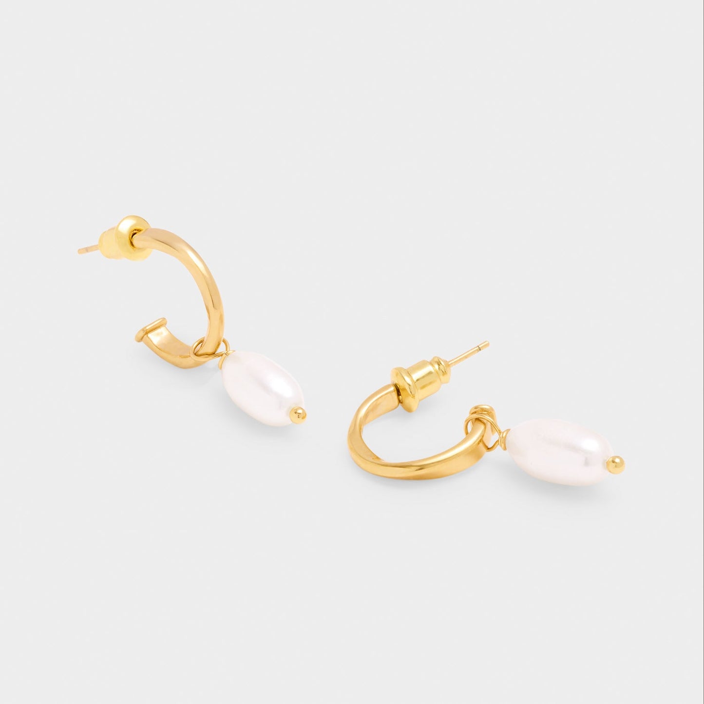 Katie Loxton Pearl Lustre Hoop Earrings Pearl And Gold Coated