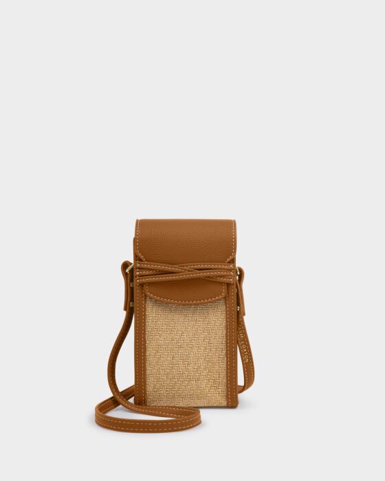 Katie Loxton Porto Raffia Cell Bag Cognac/Natural Raffia